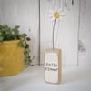 Clay Daisy in an Oak Wood Block 'Hello Flower'