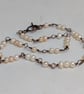 Pearl and copper wirework necklace with toggle clasp, June birthstone  - Image 8