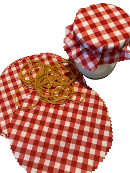 Red Checked Jam Jar Covers