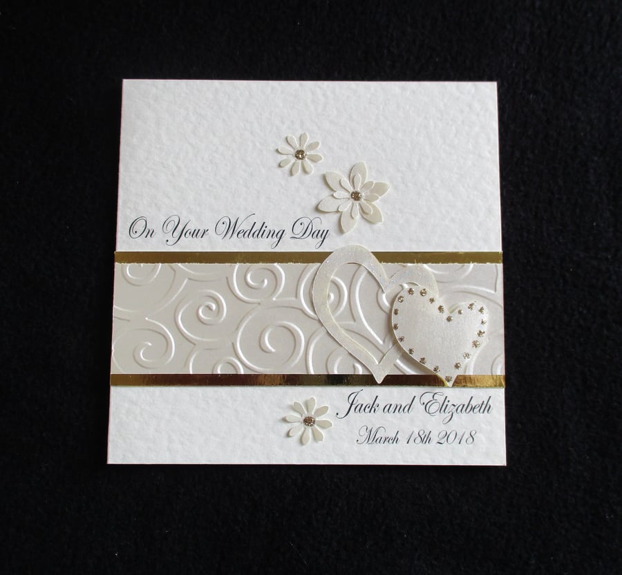 Sparkly Hearts Wedding Card - Personalised - Congratulations - Anniversary 