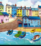 Tenby Harbour, Pembrokeshire, Wales, Watercolour Print in 10 x 8 '' Mount - Image 1