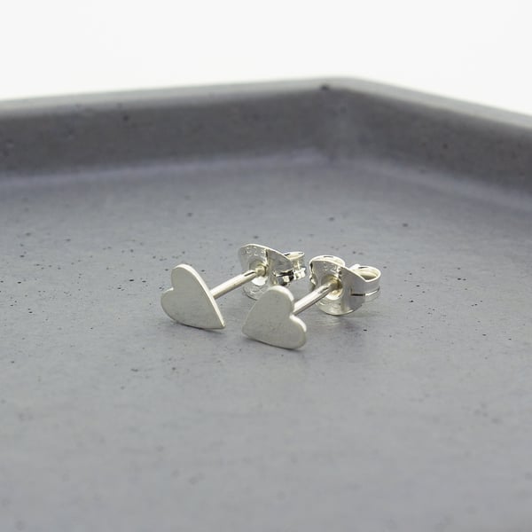 Heart sterling silver stud earrings