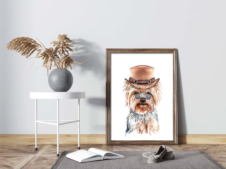 Yorkie dog print, cute yorkshire terrier poster, gift for yorkie lovers