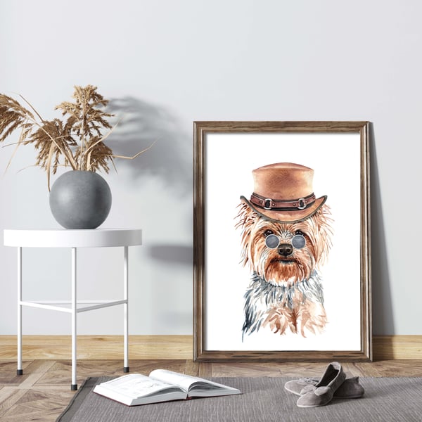 Yorkie dog print, cute yorkshire terrier poster, gift for yorkie lovers