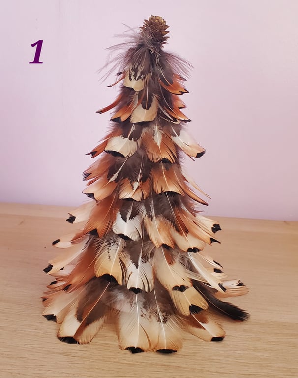 Christmas feather decorations single tree 20cm tall