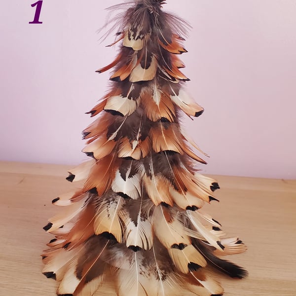 Christmas feather decorations single tree 20cm tall