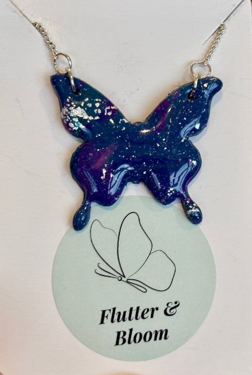 Galaxy Wings – Deep Blue Butterfly Necklace
