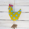 Lime Green and Turquoise Dotty Hen Hanging Decoration