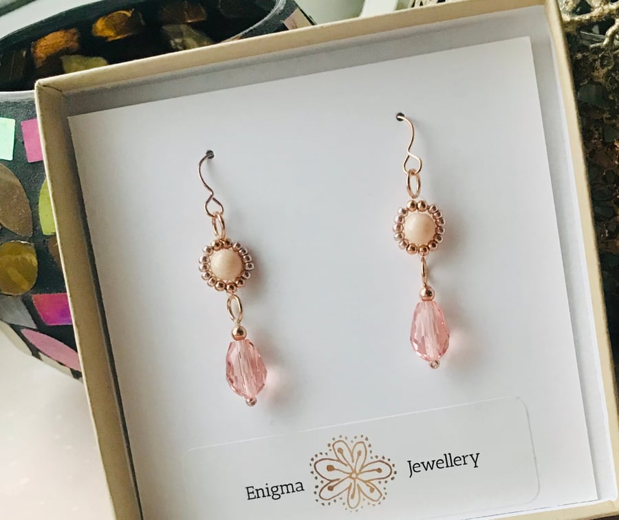 Sterling Silver, Rose Gold Plated Earrings