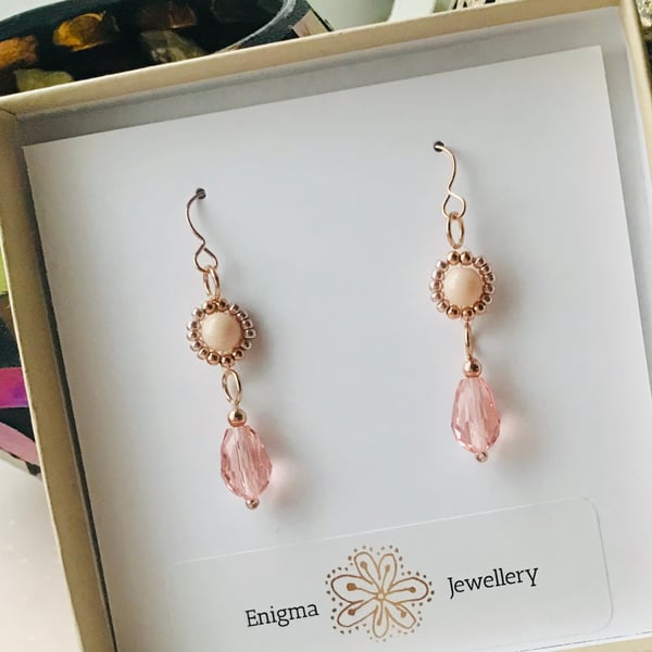 Sterling Silver, Rose Gold Plated Earrings