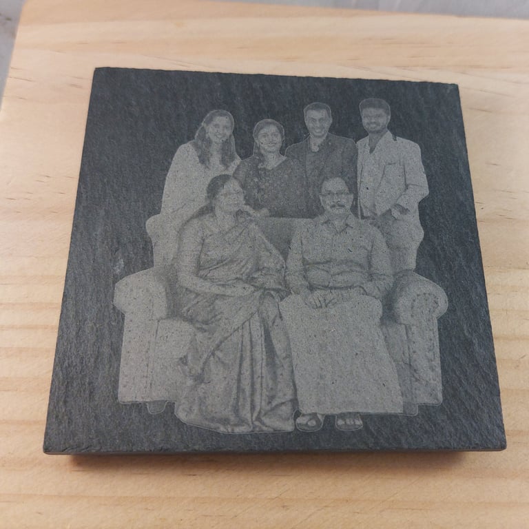 Personalised Engraved Slate Coaster Set - Photo or Text