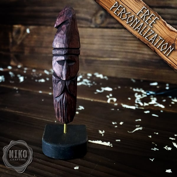 Hand-Carved Bearded Viking - Whittled Standing Figurine. Personalised Art