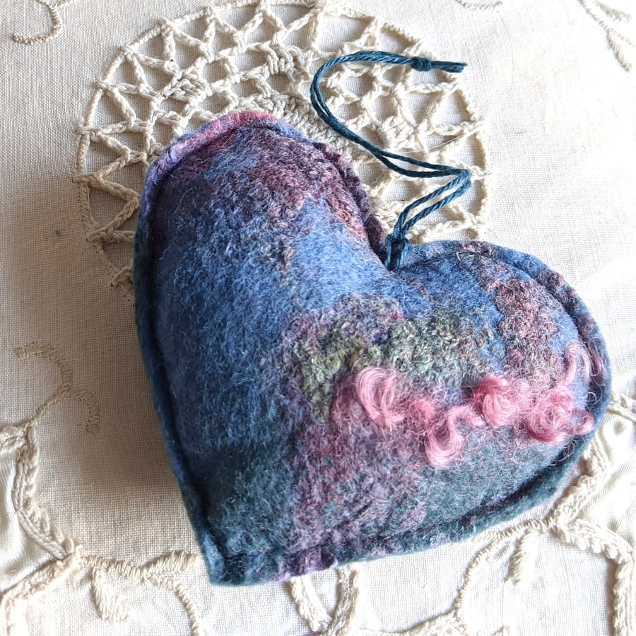 Large lavender heart in shades of blue and pink