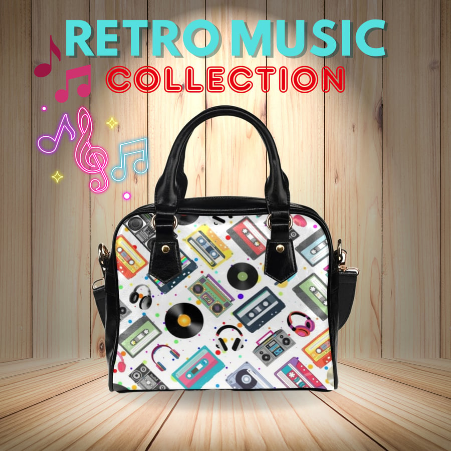 Retro Music Inspired PU Leather Shoulder Bag.