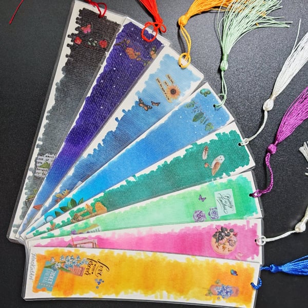 Handmade Laminated Bookmarks: Blending Colors, Gift For Book Lovers
