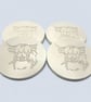 Set of Four Grey Highland Cow Drinks Coasters, Handmade Stone Like Finish - Image 2