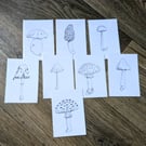 Set of 8 Mushroom Illustrations ACEOs