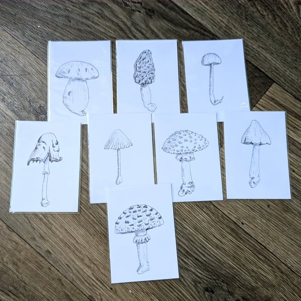 Set of 8 Mushroom Illustrations ACEOs
