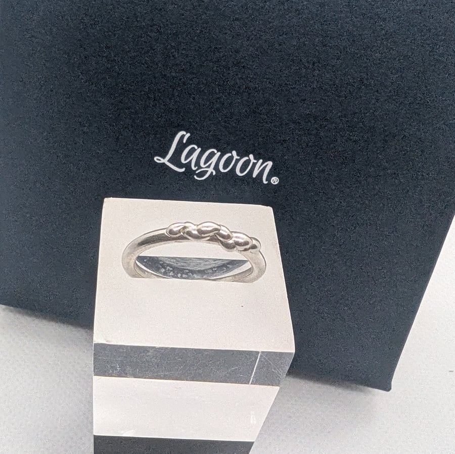 Orrica Sterling silver ring, organic shaped, molten silver, bubbles