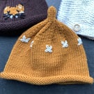 Hand Knitted Baby Beanie Hat 0-6 Months