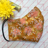Peach Japanese Blossoms Cotton Face Mask with Nose Wire & Pocket Reusable