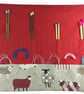 Straight and circular knitting needle case with red sheep, knitting needle pouch - Image 1