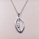 Solid Sterling Silver Rugby Ball Necklace, Rugby pendant, 100% Handmade by Aliso