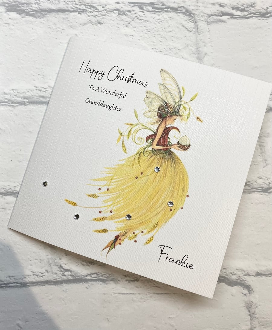 Christmas Pixie Fairy Card Handmade and Personalised for all Relations
