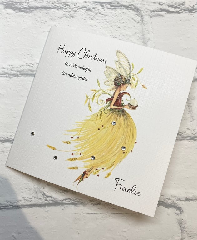Christmas Pixie Fairy Card Handmade and Personalised for all Relations