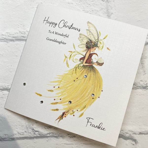 Christmas Pixie Fairy Card Handmade and Personalised for all Relations