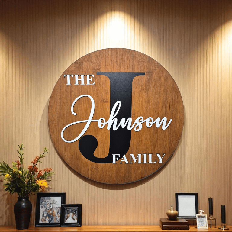 Custom Family Initial Signs Personalised Wooden Home Decor 