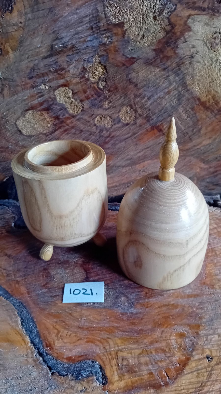 Handturned egg shaped Trinket box. 