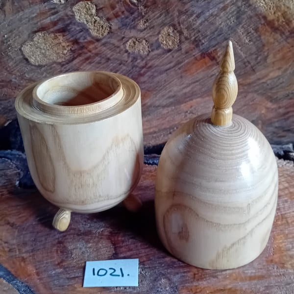 Handturned egg shaped Trinket box. 