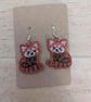 Red Panda earrings, machine embroidered gift for women girls, present jewellery  - Image 6