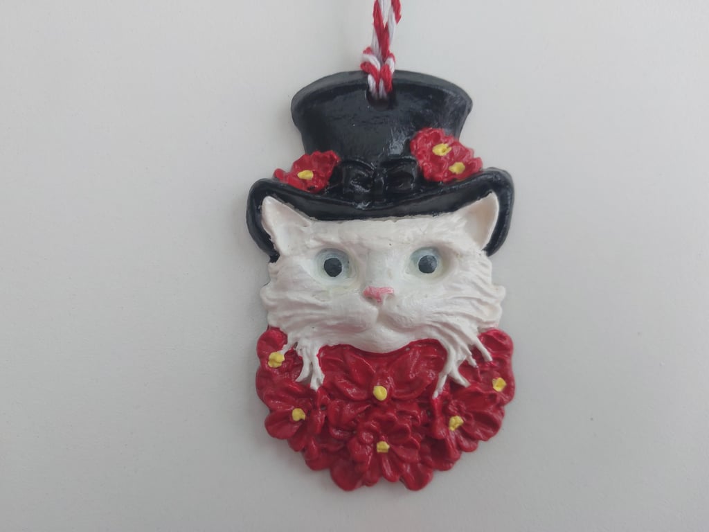 Top Hat Cat Christmas Tree Hanging Decoration 