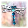 Dragonfly Suncatcher Stained Glass Aqua Bead-Tailed  