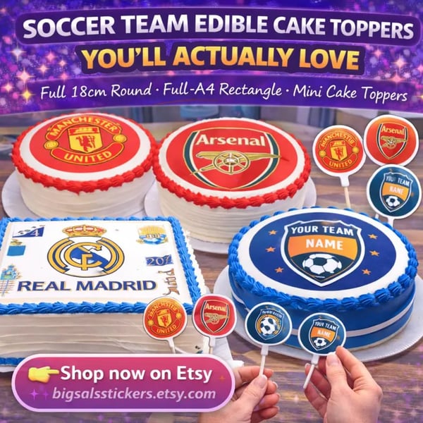 ANY SPORTS TEAM - Edible Cake Toppers by Big Sals (WAFER OR ICING)