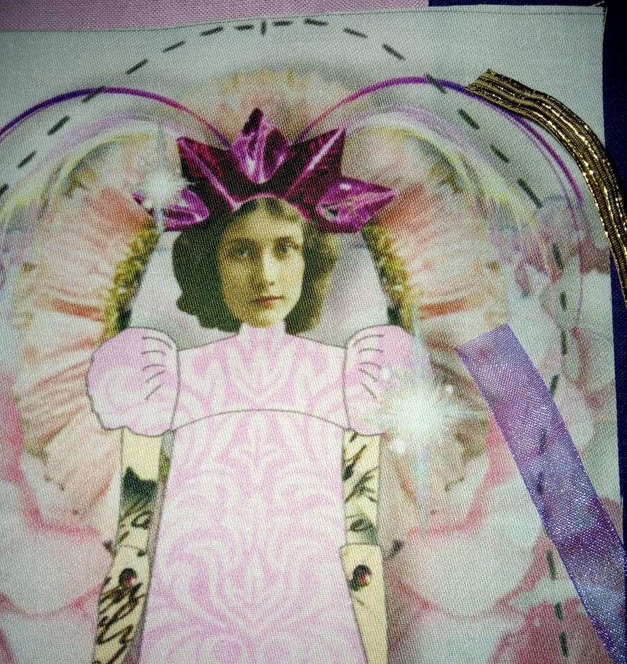 Cut  and sew pink blossom doll figure textile art sewing boxed gift 