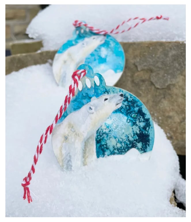 Pack of two polar bear decorations