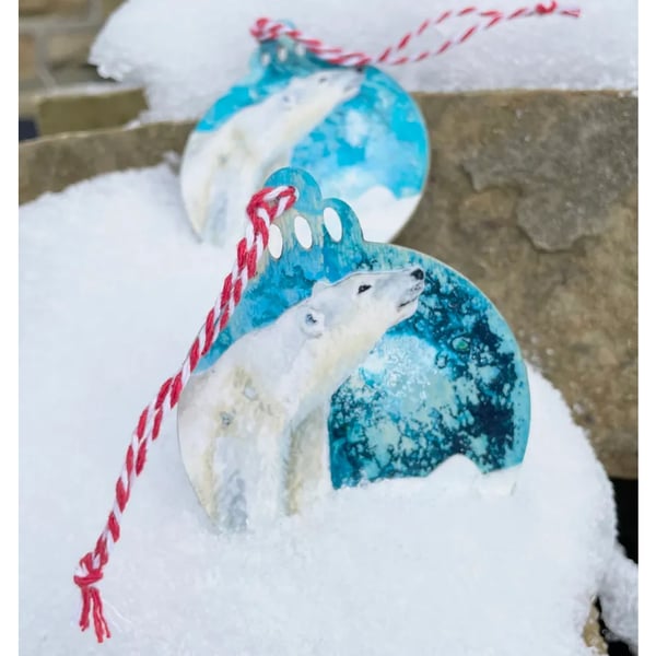 Pack of two polar bear decorations