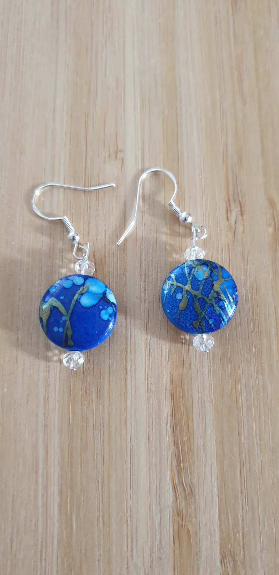 Blue round earrings
