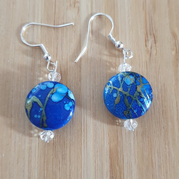 Blue round earrings