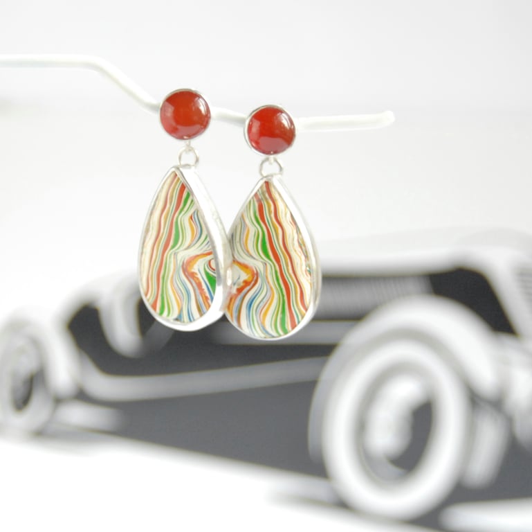 Boatite and carnelian earrings