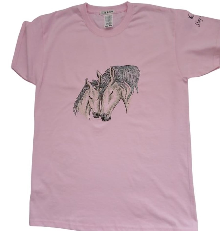 Kids T-shirt 9-11 yrs, Pink T-shirt, Embroidered T-shirt