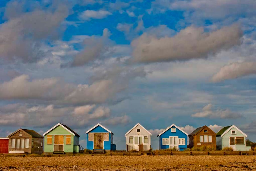 Beach Huts Hengistbury Head Dorset England UK 18"X12" Print