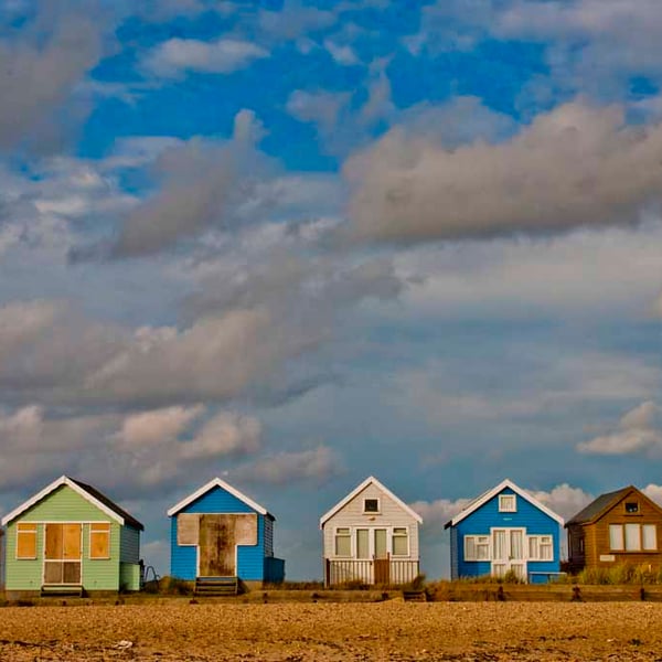 Beach Huts Hengistbury Head Dorset England UK 18"X12" Print