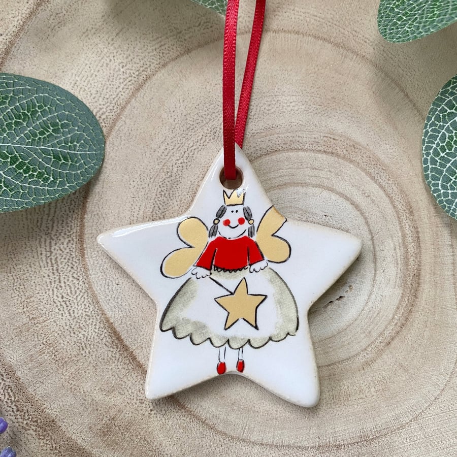 Ceramic Fairy Star Hanging Decoration Tag