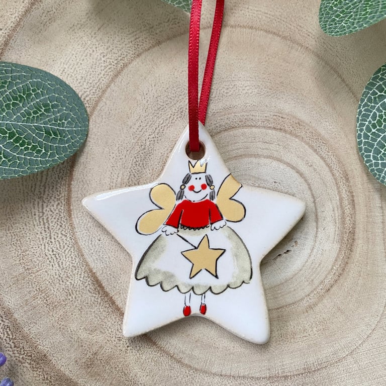 Ceramic Fairy Star Hanging Decoration Tag