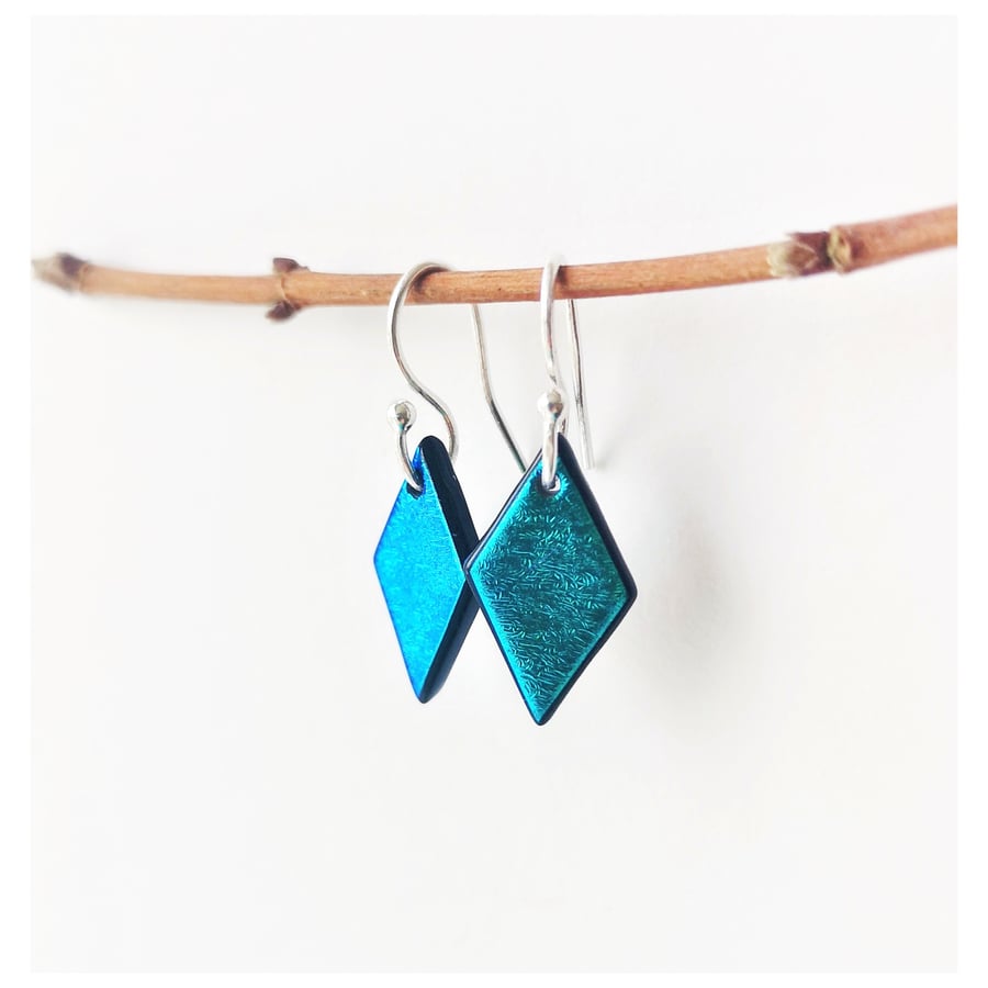 diamond shaped dichroic earrings