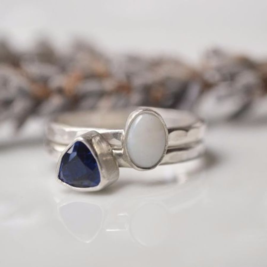 Oval opal sterling ring